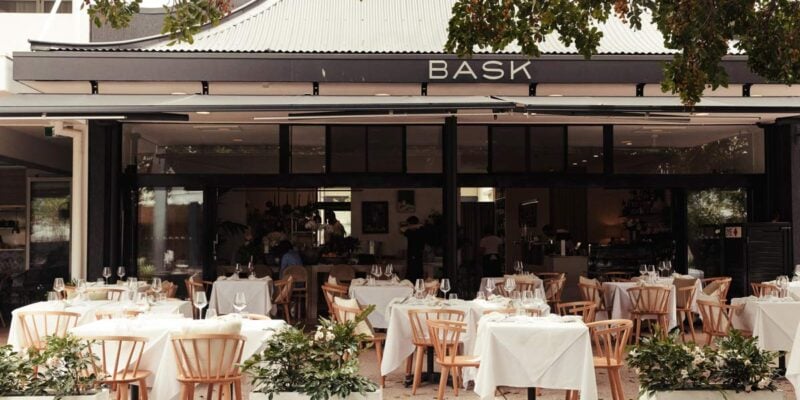 Exterior view of BASK Restaurant dining space at Peregian Beach on the Sunshine Coast