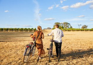 Cycling on Clare Valley, South Australia, Australia.