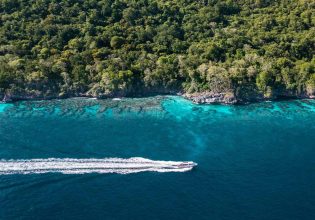 Aerial view of jet on Christmas Island