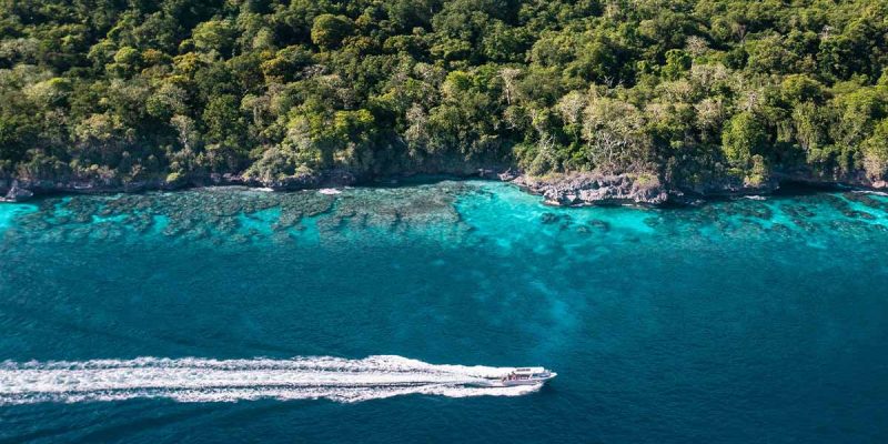 Aerial view of jet on Christmas Island
