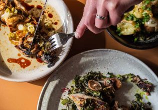 a person using a fork and knife to eat the food in Sonny's Mount Hawthorn