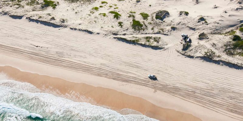 4WD driving along the beach on Worimi Conservation Lands, Port Stephens