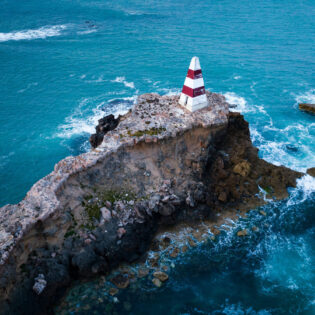 an aerial view of The Obelisk at Cape Dombey