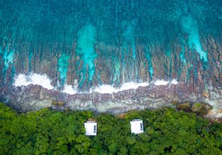 Aerial footage of Swell Lodge.
