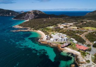 Aerial view of Albany's Historic Whaling Station at Discovery Bay, Albany