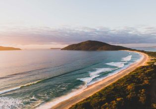 an aerial view of Bennetts Beach, Hawks Nest