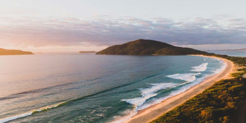 an aerial view of Bennetts Beach, Hawks Nest
