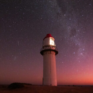 the Quobba Lighthouse under the stars, north of Carnarvon