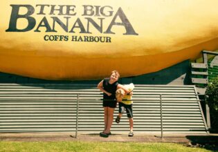 Two kids at the Big Banana in Coffs Harbour