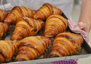 a tray of croissants at Black Cockatoo Bakery, Katoomba