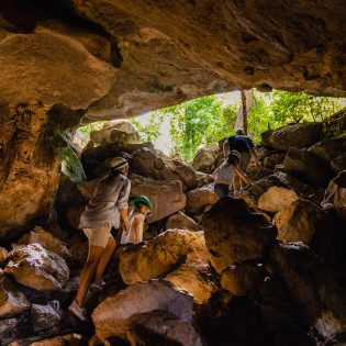 Family inside Capricorn Caves Rockhampton
