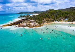 Surfers in the water.