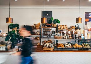the bread counter at Flour Water Salt Bakery
