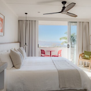 a chic bedroom at Hillcrest Merimbula