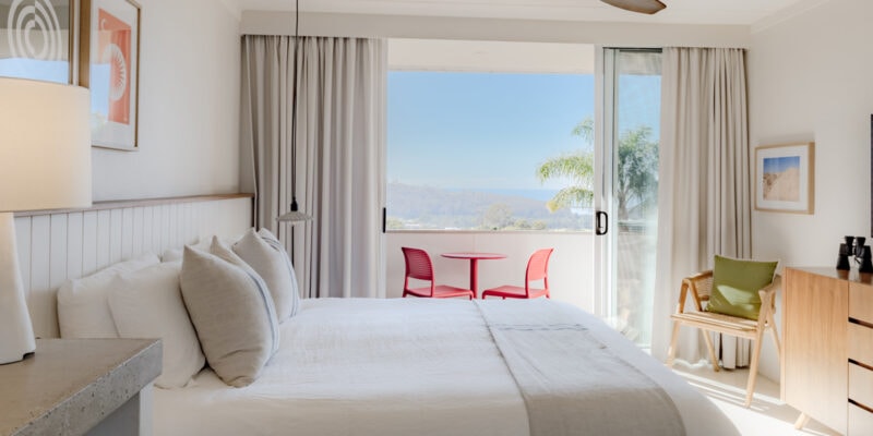 a chic bedroom at Hillcrest Merimbula