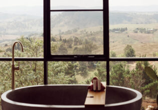 View from the bath at Hilltop cabin at Logan Brae