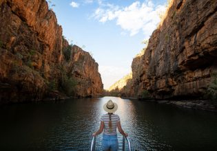 a woman on a cruise in Nitmuluk Katherine Gorge