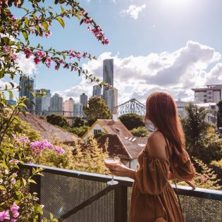 Woman drinking cocktail in Spicers Balfour Hotel in Brisbane