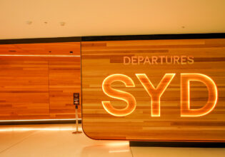 Sydney Airport international terminal departure sign