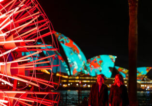 Friends explore Dandelion, Vivid Sydney 2023.