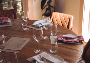 A dining table set in Tempus in the Blue Mountains