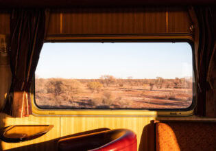 The view of the outback outside on the Ghan