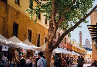 Marketgoers at The Rocks Market in Sydney