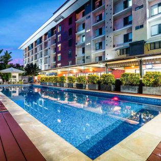 a huge swimming pool at Novotel Darwin