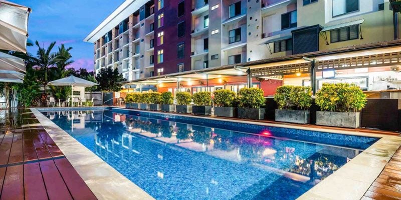a huge swimming pool at Novotel Darwin