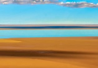 Reflection on Lake Eyre, by Peter Elfes.
