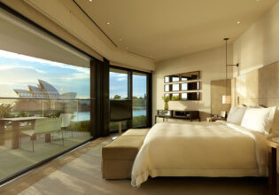 bedroom of sydney suite at Park hyatt sydney