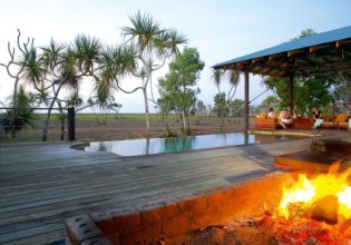 Firepit and infinity pool Bamurru Plains Lodge